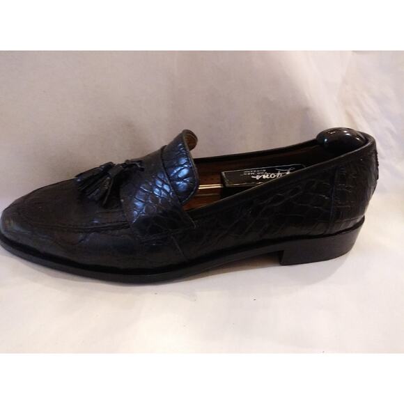 Vintage Men\'s $995 ZELLI Black Genuine Crocodile Alligator Loafers Shoes 10M main image 8